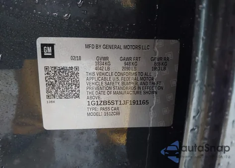 2018 Chevrolet Malibu 1Ls из США, поврежденный, VIN 1G1ZB5ST1JF191165